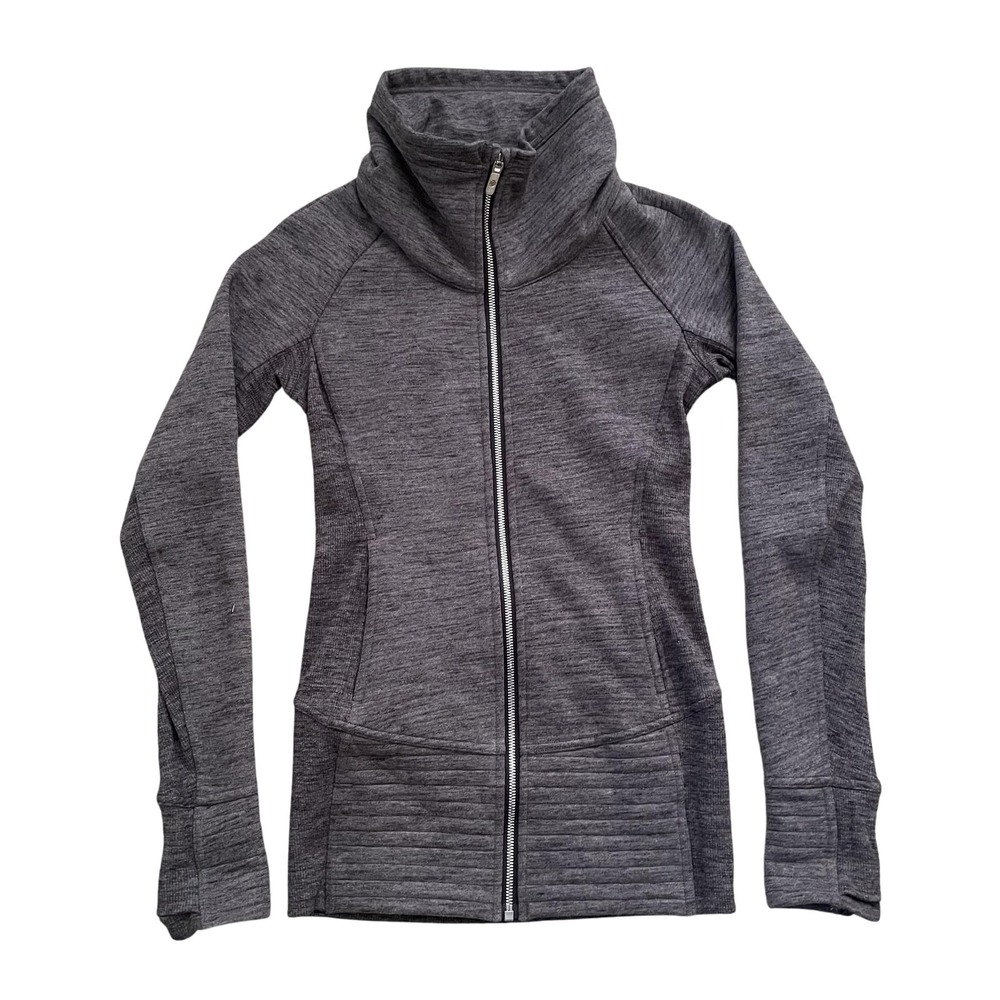 Lululemon Radiant Jacket II Womens Size 2 Gray Full Zip Fleece Sweatshirt Yoga